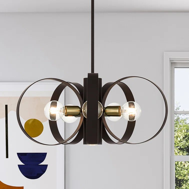 Modesto Bronze and Brass 24-Inch 6-Light Chandelier