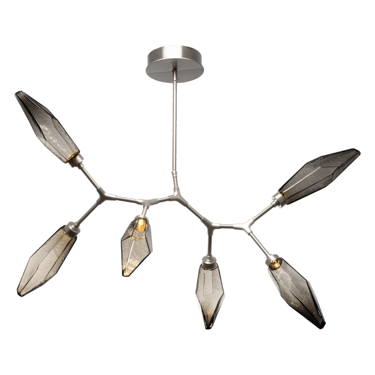 Rock Crystal 6-Light Metallic Beige Silver LED Chandelier