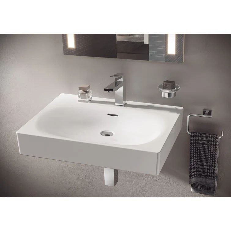 Eurocube Alpine White 24" Ceramic Wall-Mount Bathroom Sink