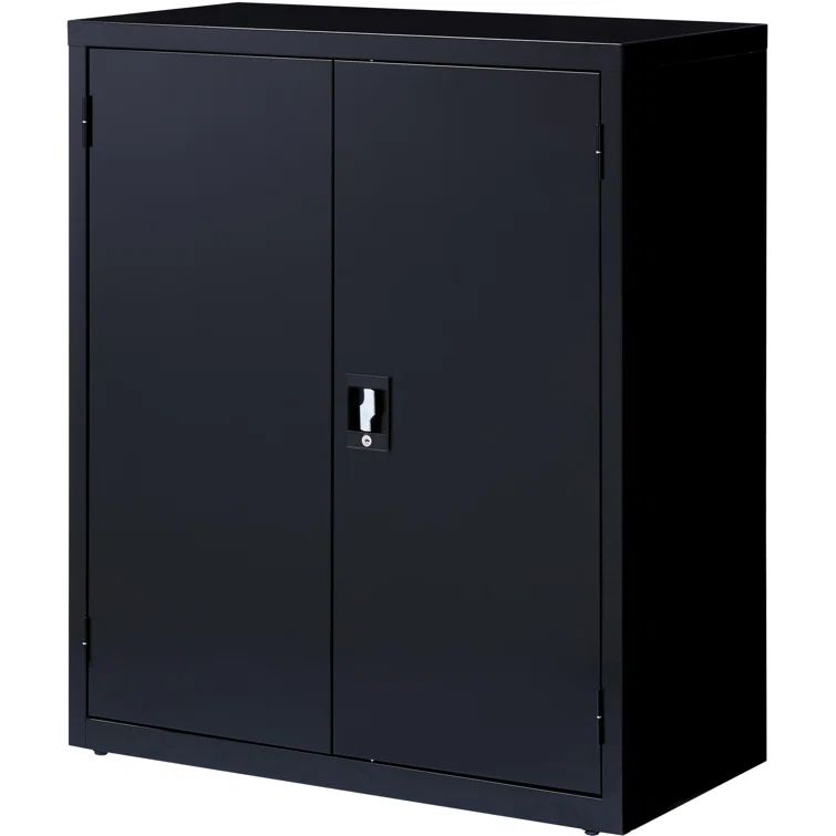 Black Steel Office Storage Cabinet with Adjustable Shelving