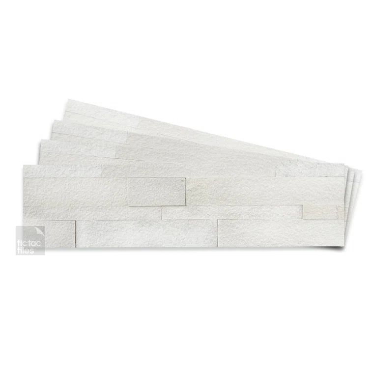 Stone White Rectangular Peel and Stick Mosaic Tile