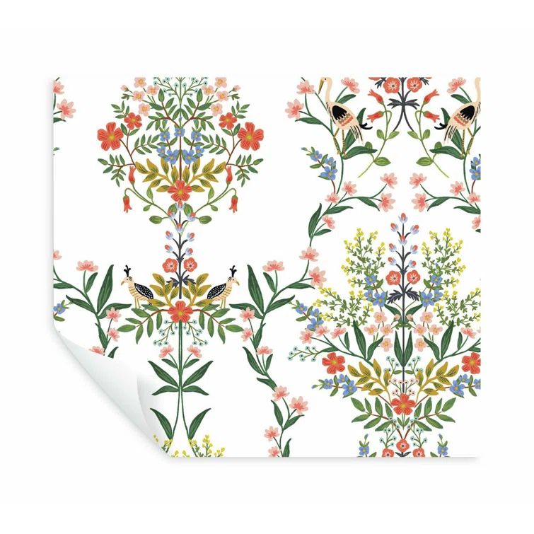 Luxembourg White Floral Damask Peel and Stick Wallpaper Roll