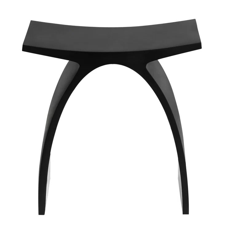 Matte Black and White Arched Resin Bathroom Stool