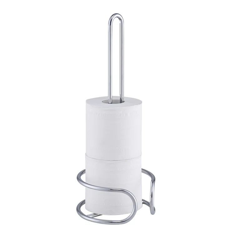 Chrome Heavy Gauge Bathroom Toilet Tissue Paper Roll Holder Stand