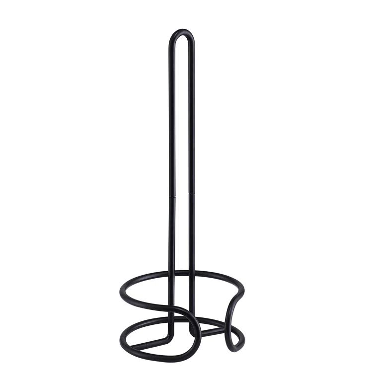 Black Heavy Gauge Wire Bathroom Toilet Paper Roll Holder Stand