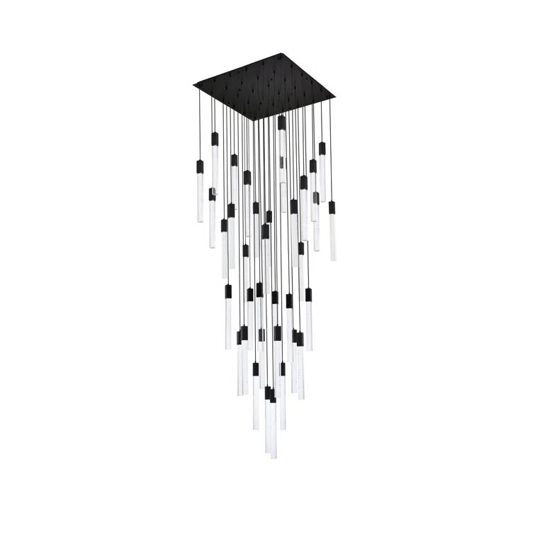 Ethereal Crystal Raindrop 36-Light Modern Black Pendant