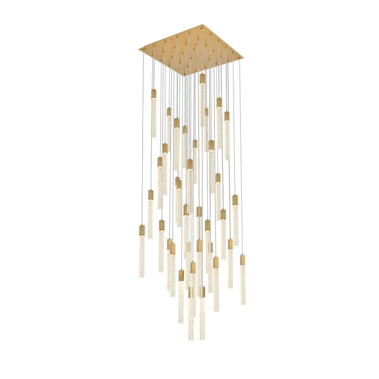 Satin Gold 42" Glass and Metal 36-Light Pendant