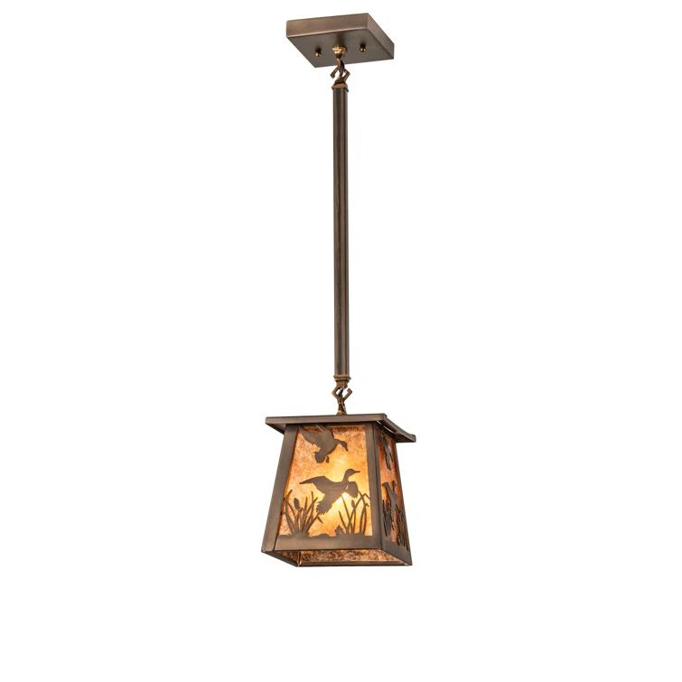 Antique Copper Mini Lantern Pendant with Glass Panels