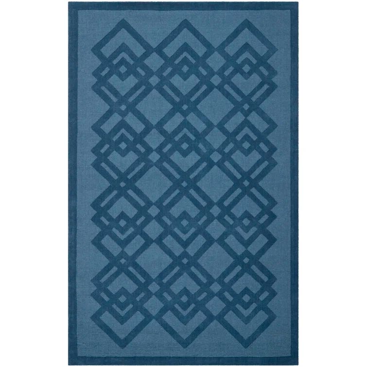 Ivory and Ink Diamond Wool 8' x 10' Handmade Rug