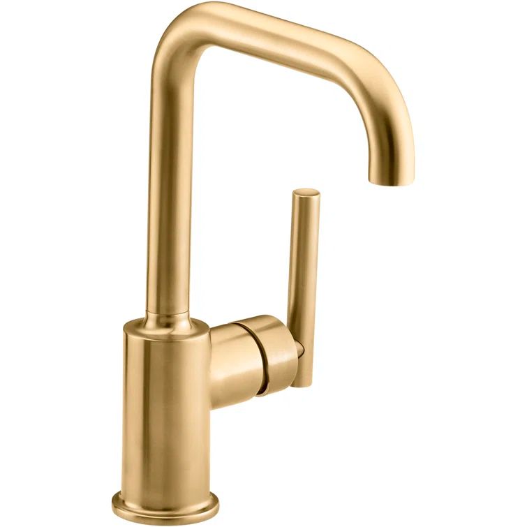 Elegant Brushed Brass Single-Handle Low-Arc Bar Faucet