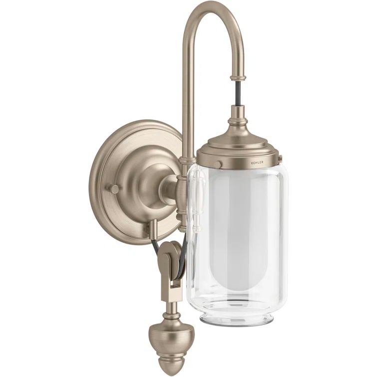 Artifacts Adjustable 15" Bronze Wall Sconce with Frosted Glass Diffuser