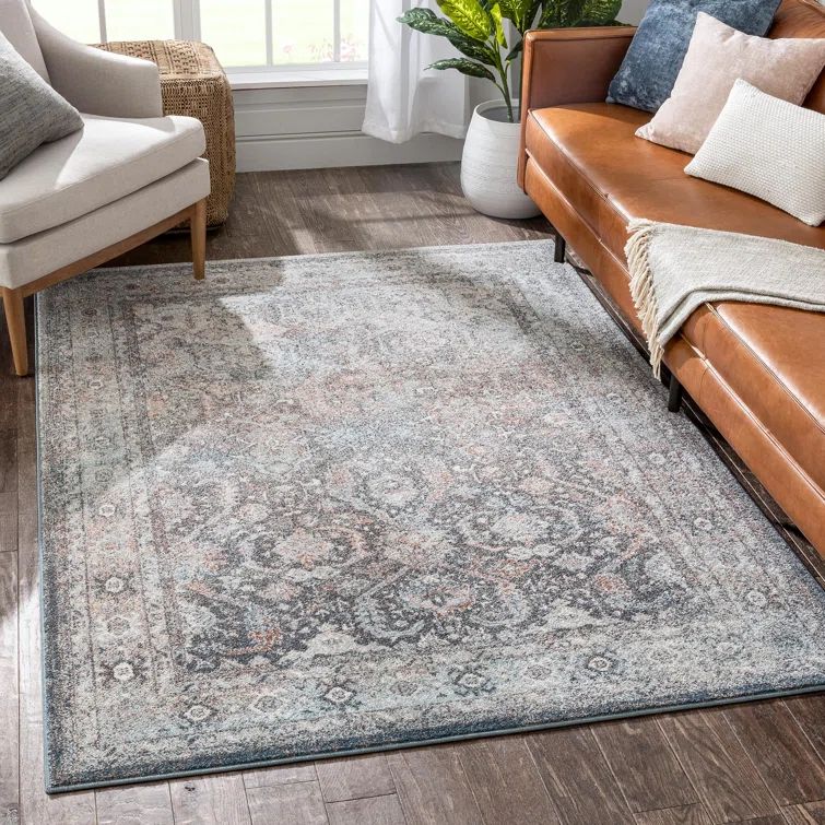 Gray and Black 5' x 7' Synthetic Oriental Reversible Rug