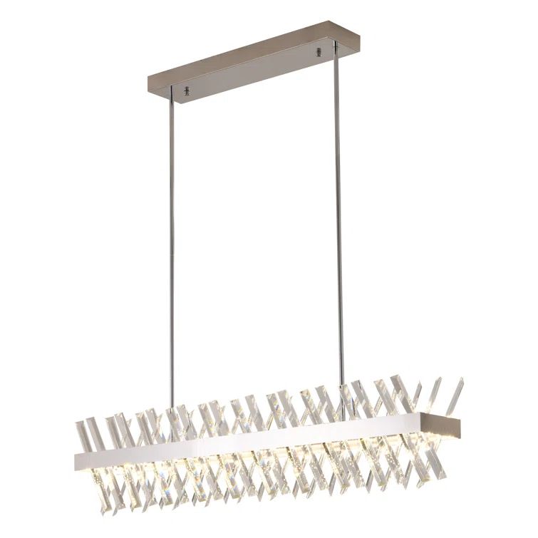 Chrome and Crystal 40" LED Rectangle Chandelier