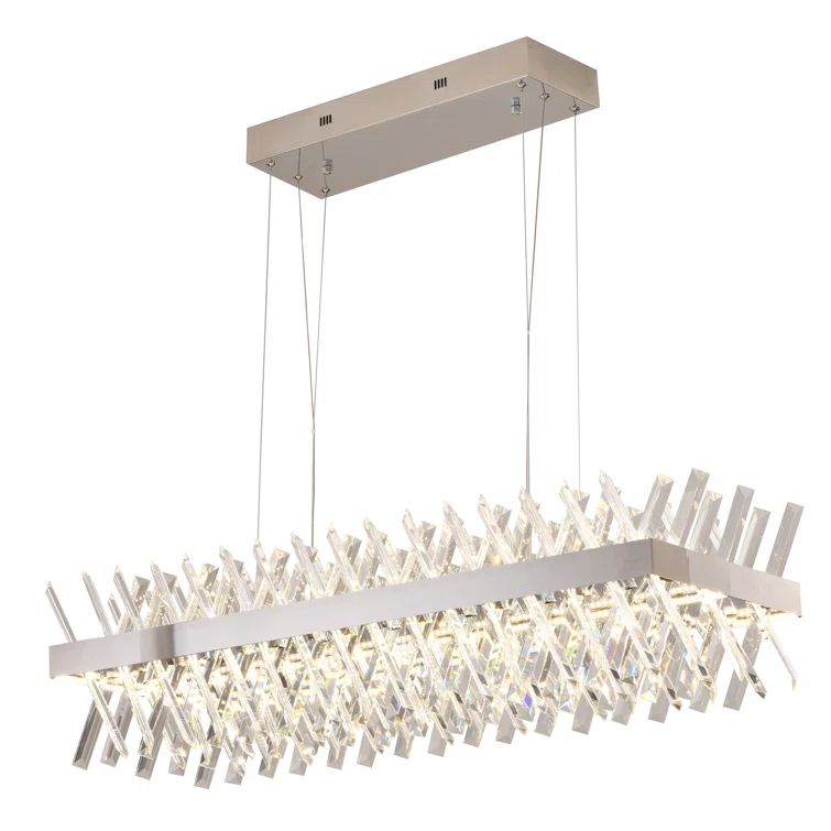Bethel 34" Chrome Crystal LED Chandelier with Adjustable Cord
