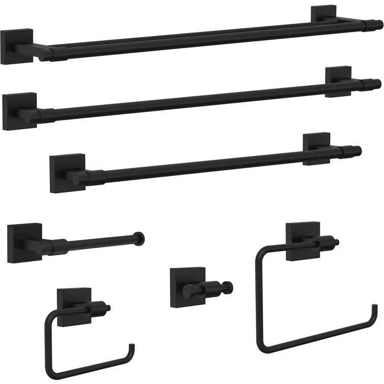 Maxted 18" Flat Black Wall Mounted Towel Bar