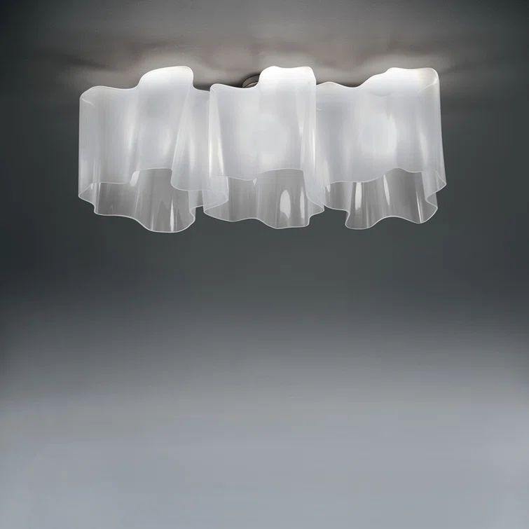 Logico Triple Linear Energy-Efficient Semi Flush Mount in Milky White