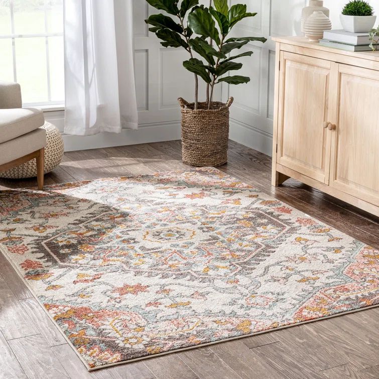 Blush Geometric Easy-Care Synthetic 7'10" x 9'10" Area Rug