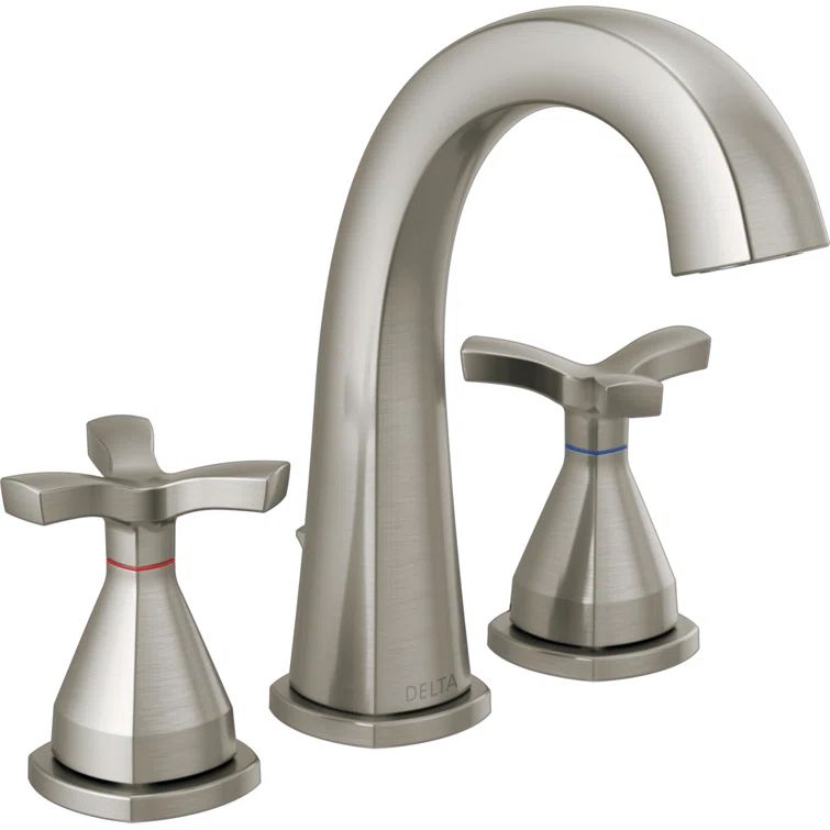 Modern Stainless Steel Widespread Bathroom Faucet with Dual Handles