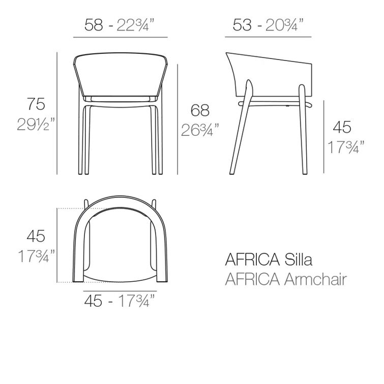 Red Matte Polypropylene Dining Armchair with Cushions