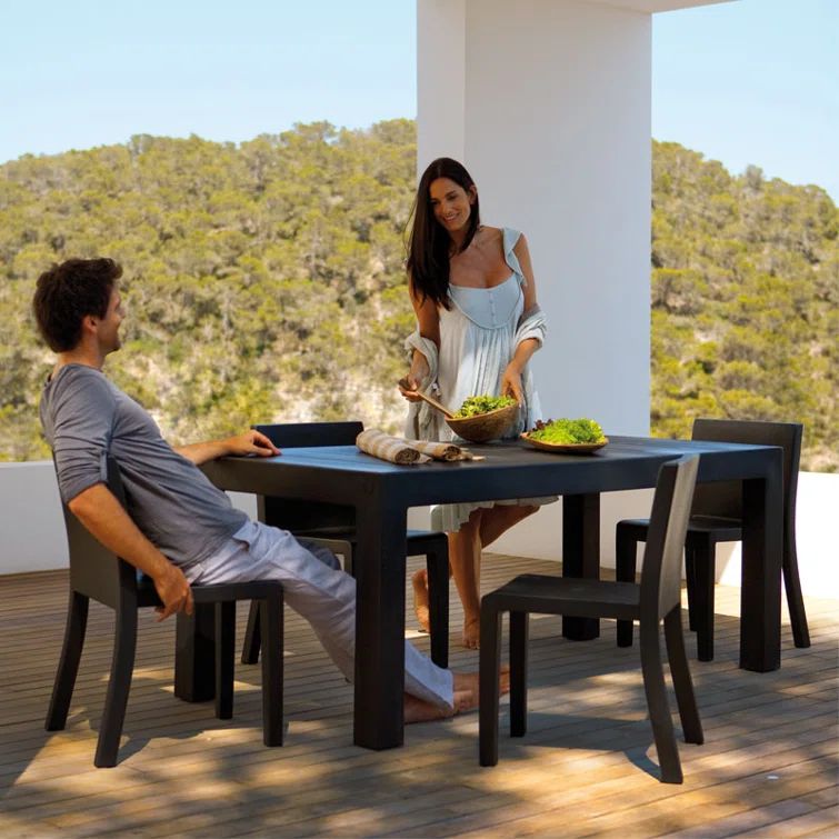 Modern Jut Black Rectangular Indoor/Outdoor Dining Table