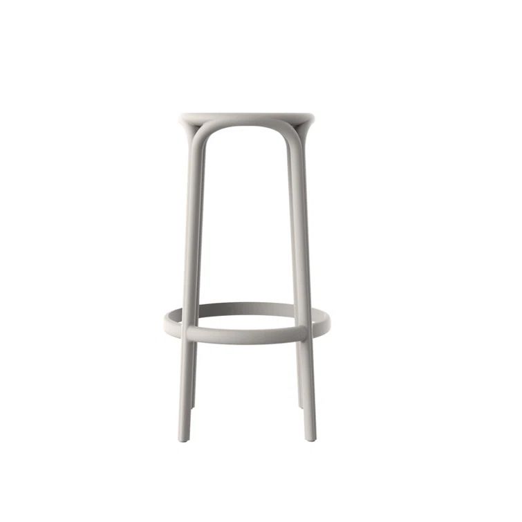 White Matte Polypropylene Backless Bar Stool