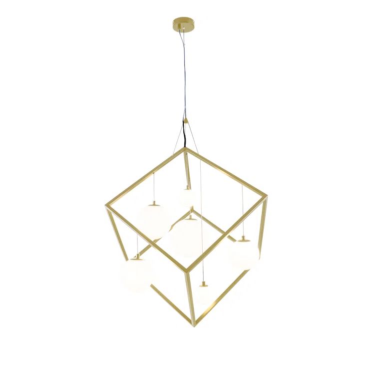Pixie Matte Black and Brushed Brass Globe Chandelier - 21"x31"