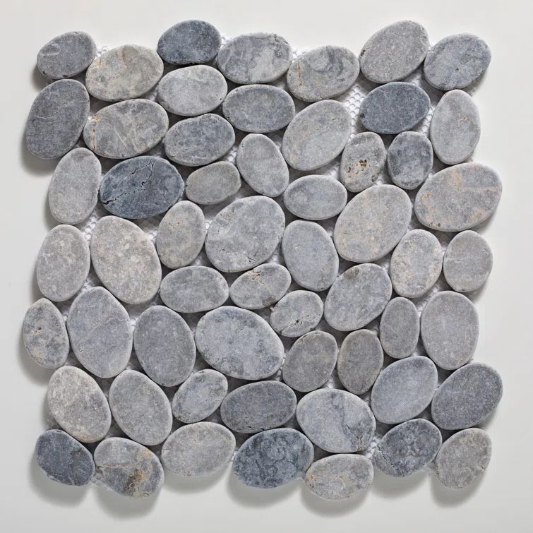 Gray Tumbled Marble Pebble Mosaic Tile