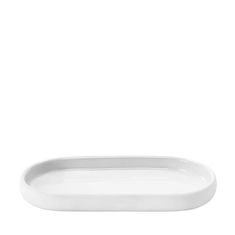Sono Soft-Touch White Matte Oval Ceramic Bathroom Tray