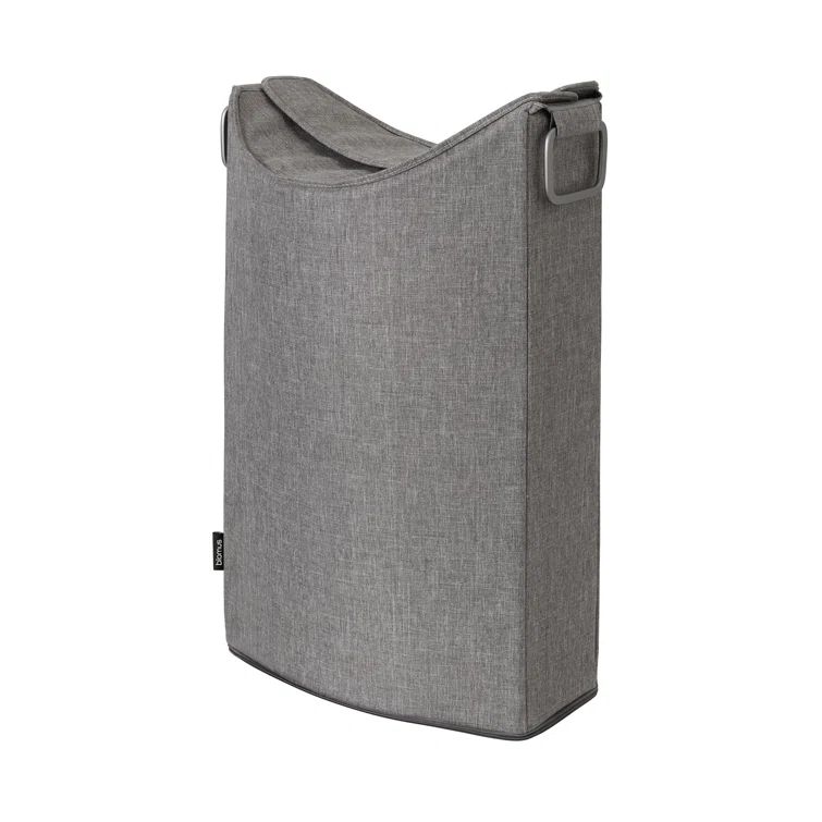 Frisco Warm Gray Fabric Collapsible Laundry Hamper with Lid