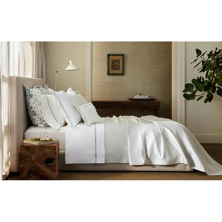 Azure Cotton Full/Queen Duvet Cover with Satin Stitch