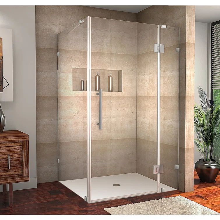 Avalux Frameless Clear Glass Shower Enclosure with Stainless Steel Hardware