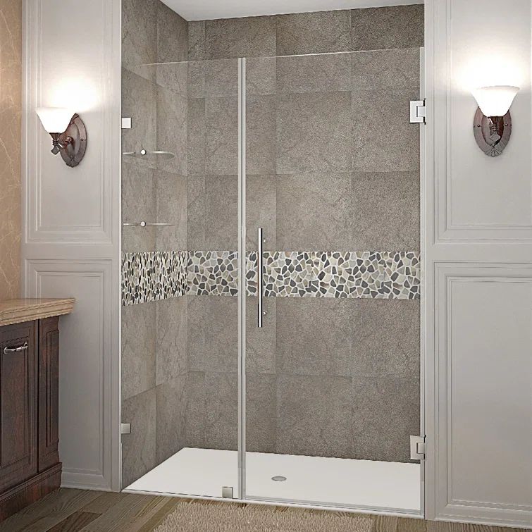 Nautis GS 76" Frameless Hinged Shower Door with Clear Glass