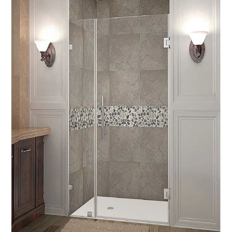 Nautis 30" x 72" Frameless Chrome Hinged Shower Door with Clear Glass