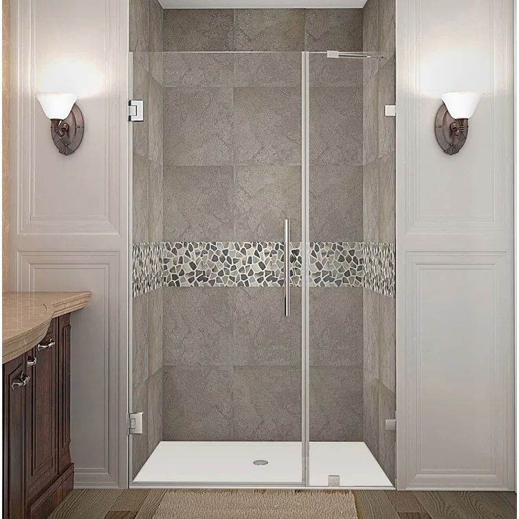 Nautis 41" x 72" Frameless Clear Glass Hinged Shower Door in Chrome