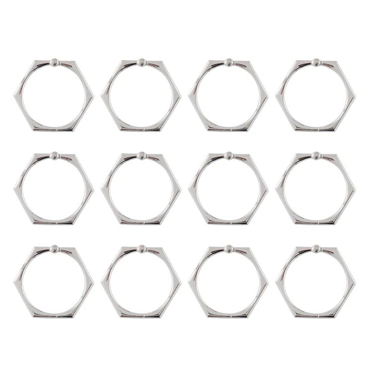 Chrome Rustproof Zinc Alloy Shower Curtain Hooks Set of 12