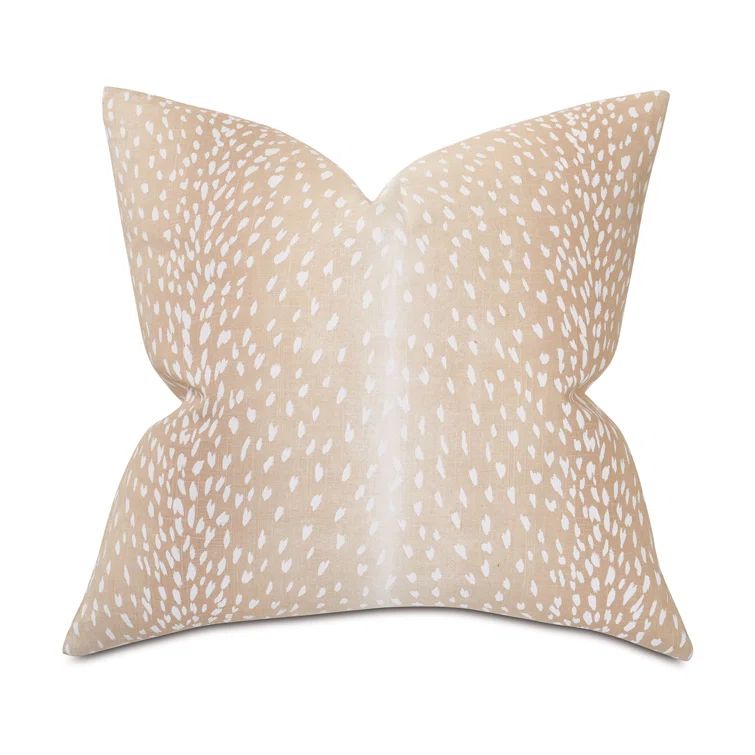 Petal Beige Linen Blend Square Reversible Throw Pillow
