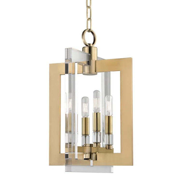 Aged Brass and Acrylic 4-Light Indoor Pendant