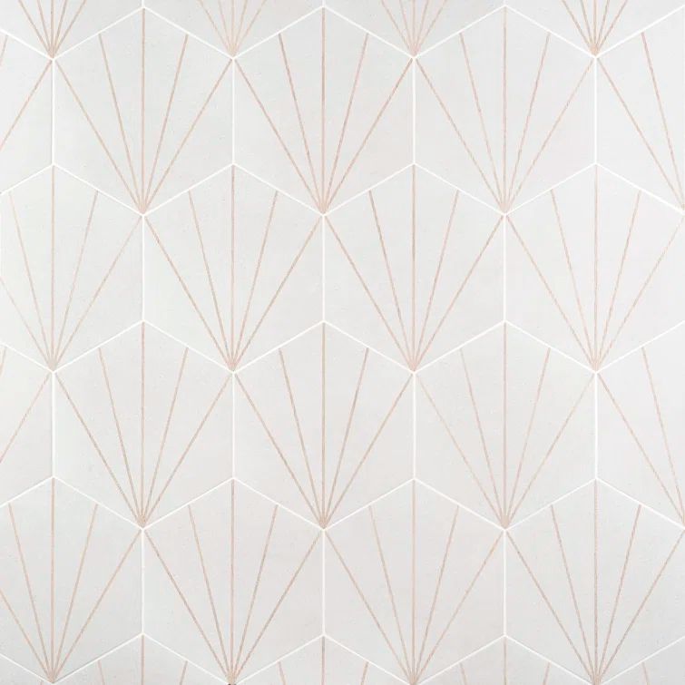 Bower Hex Beams 12.6" x 14.5" Matte White Porcelain Tile