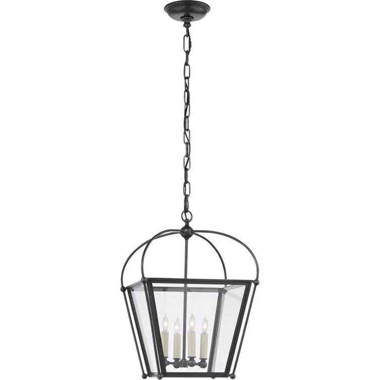 Bronze and Polished Nickel 20" Glass Lantern Light
