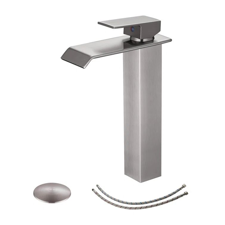 Brushed Nickel Single Handle Vessel Sink Faucet with Drain Kit
