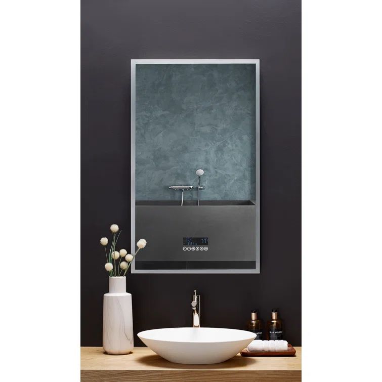 Rectangular Frameless LED Bathroom Vanity Mirror with Bluetooth
