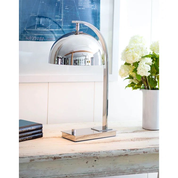 Polished Nickel Adjustable Arc Desk Lamp