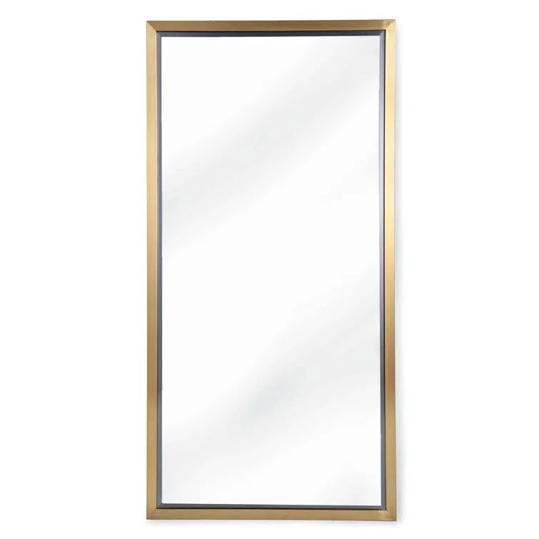 Minimalist Natural Brass Rectangular Mirror 24"W x 48"H