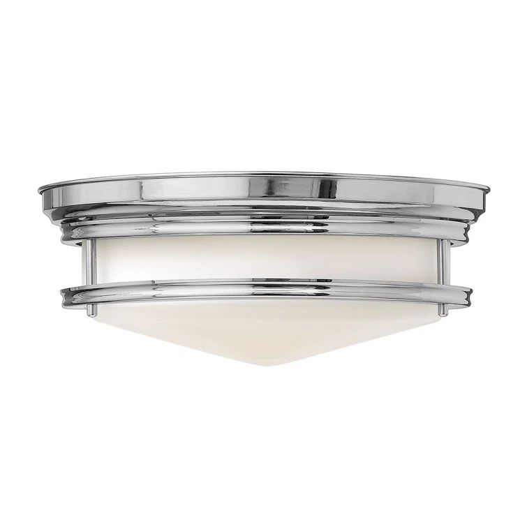 Hadley 14" Chrome and Etched Opal Glass 3-Light Flush Mount