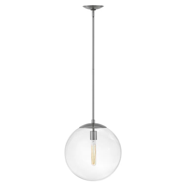 Polished Antique Nickel Globe Pendant with Clear Glass Shade