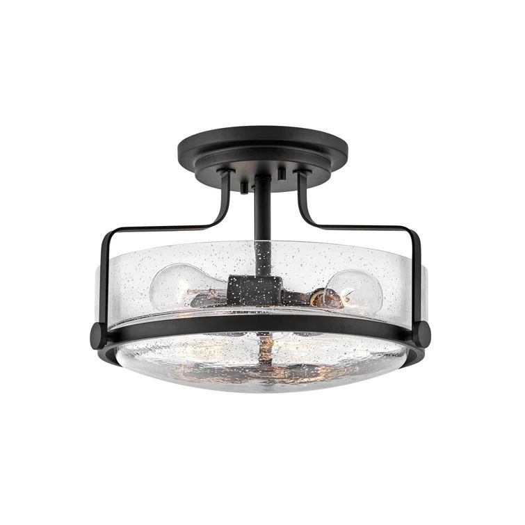 Harper Transitional 3-Light Semi-Flush Mount with Clear Seedy Glass