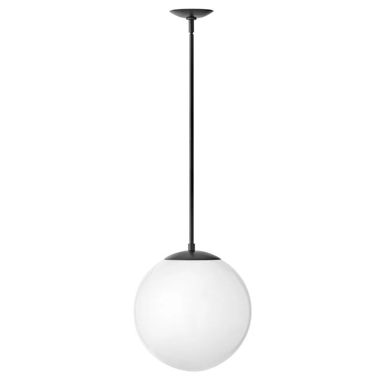 Black Globe Pendant Light with Etched Opal Glass Shade