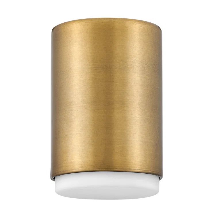 Lacquered Brass and Opal Glass Modern Flush Mount Light