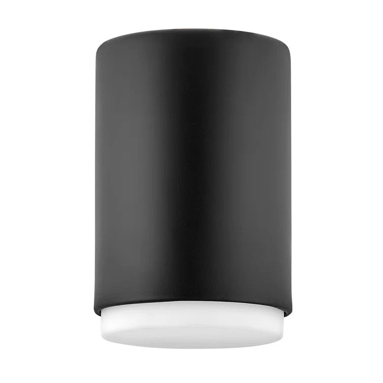 Cedric Black Etched Opal Glass 5.25" Dimmable Flush Mount