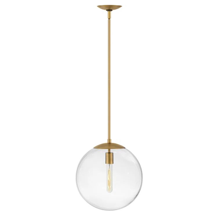Heritage Brass Clear Globe Pendant with LED - 14" x 13.5"